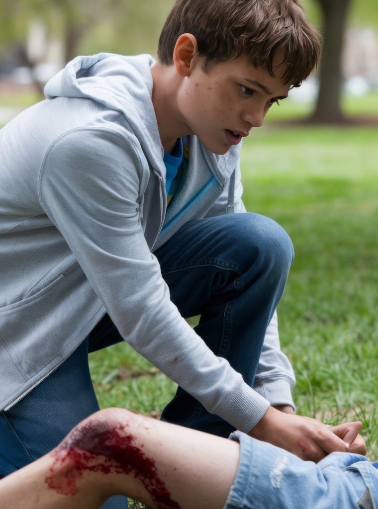 full-shot-boy-helping-hurt-friends